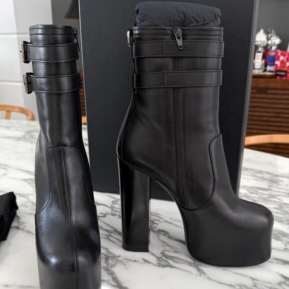 YSL Saint Laurent 687651 Women's Mina 95 Black Platform Leather Boots sz 40 - Picture 12 of 16